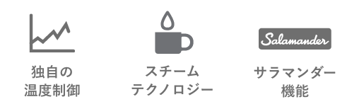 独自の温度制御 スチームテクノロジー サラマンダー機能